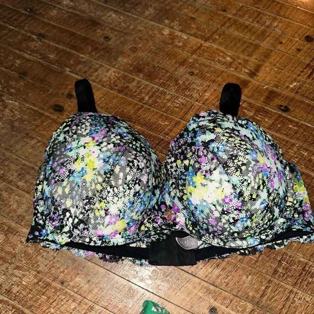 Victoria’s Secret purple yellow floral lace push-up sexy 38D bra